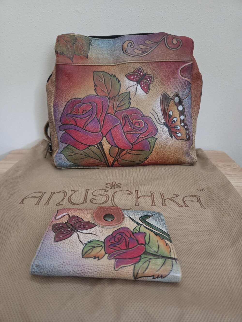 Anuschka Rose Butterfly Print Handbag - Picture 12 of 13